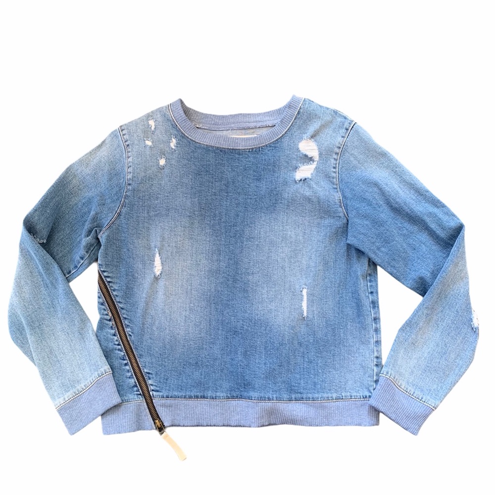 Distressed denim top